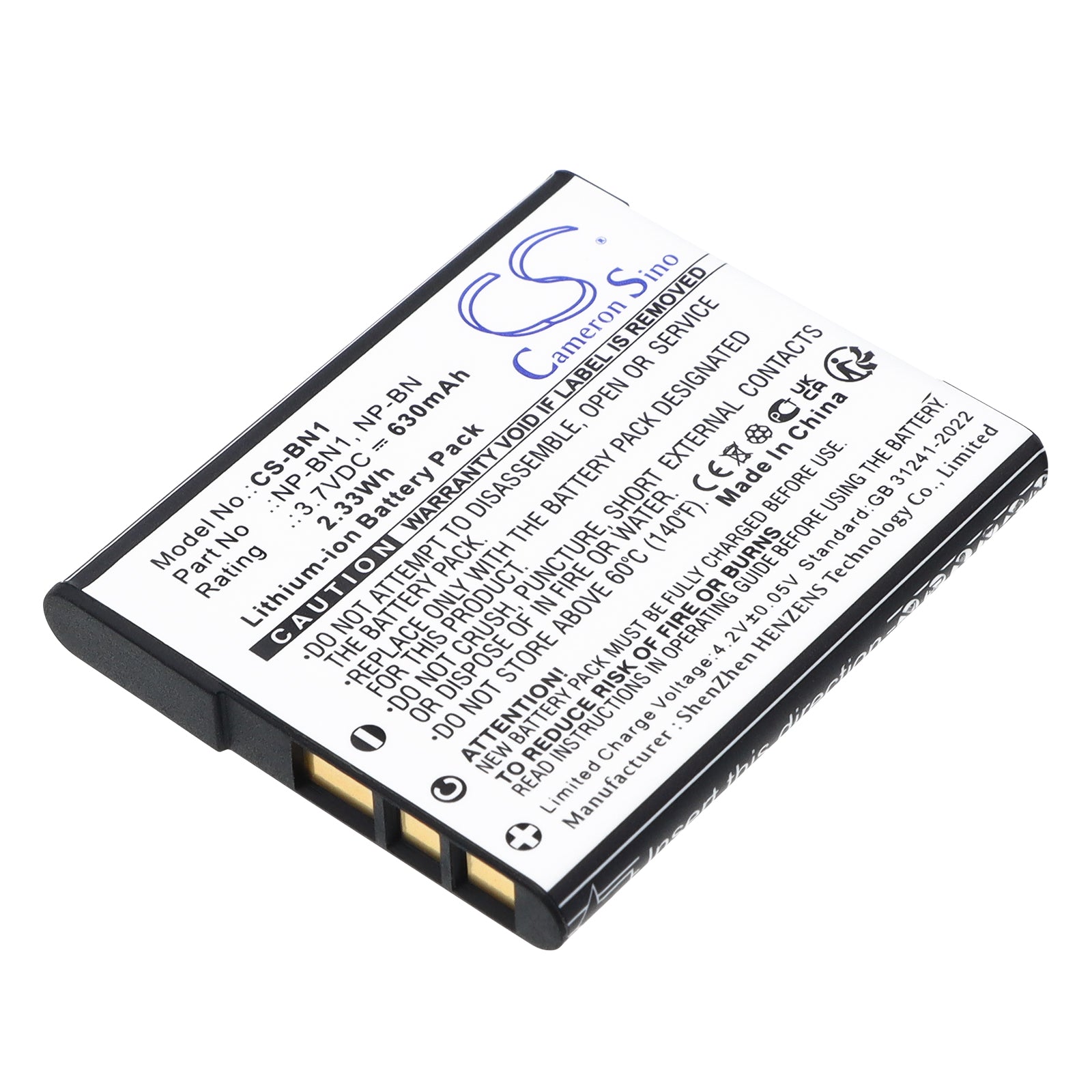 3.7V 630mAh/2.33Wh Li-ion Camera Battery for Sony