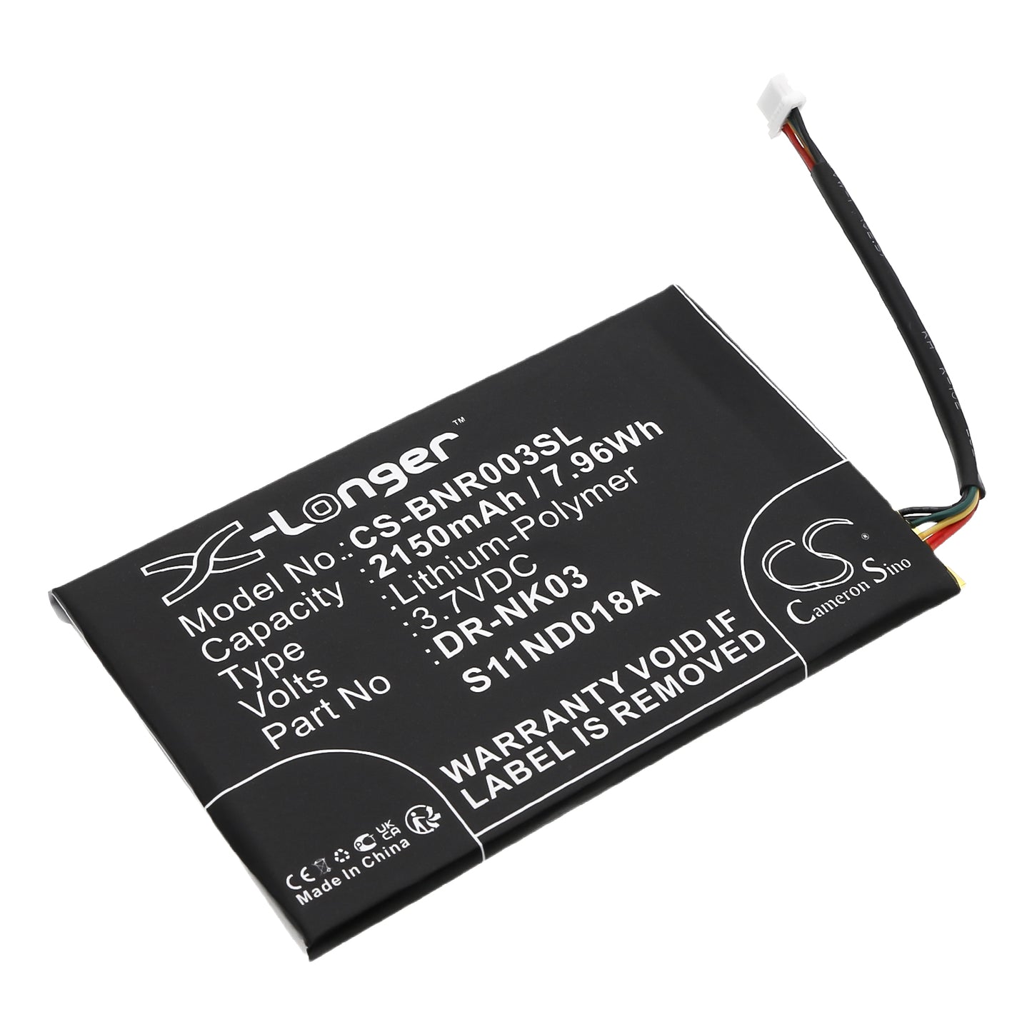 3.7V 2150mAh/7.96Wh Li-Polymer Ebook/eReader Battery for Barnes & Noble