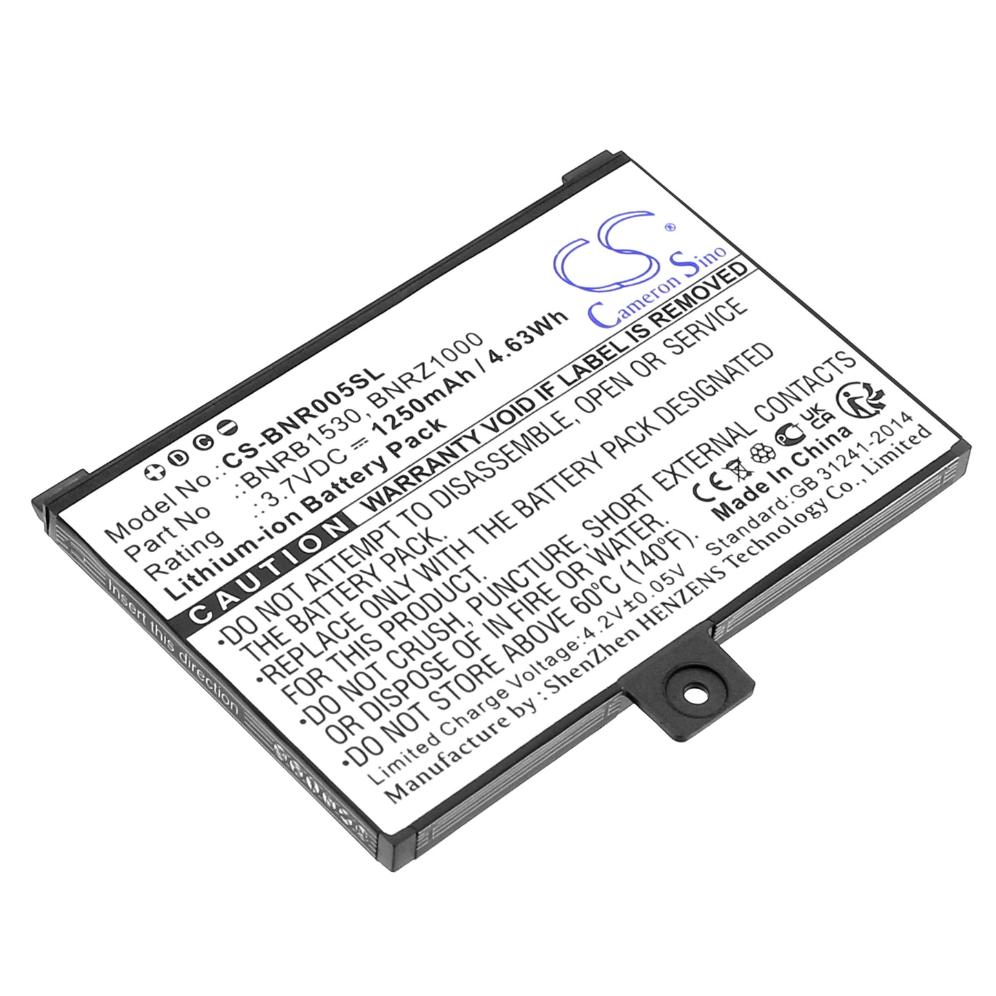 3.7V 1250mAh/4.63Wh Li-ion Ebook/eReader Battery for Barnes & Noble