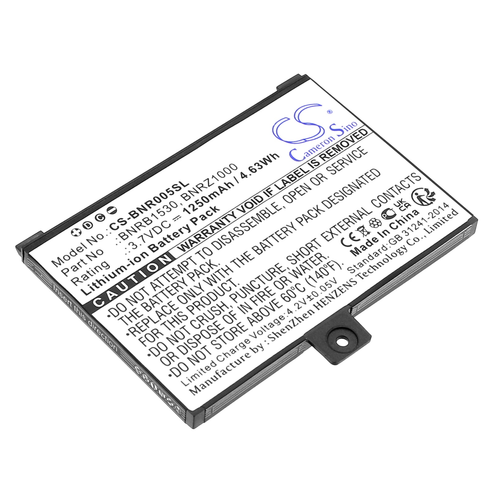 3.7V 1250mAh/4.63Wh Li-ion Ebook/eReader Battery for Barnes & Noble