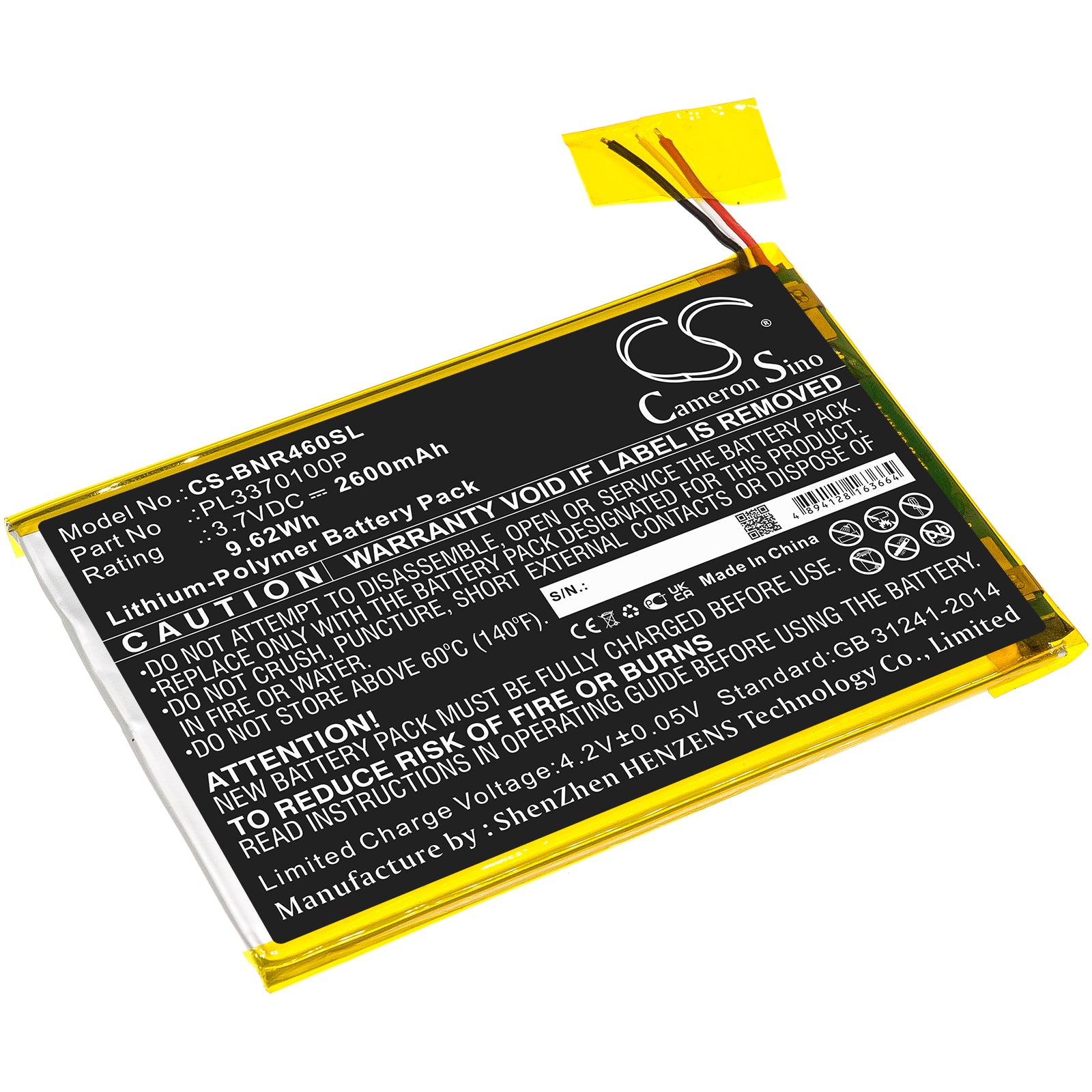 CS-BNR460SL Replacement Battery – Compatible with BNTV450, BNTV460, Nook 7, Nook 7" 2016