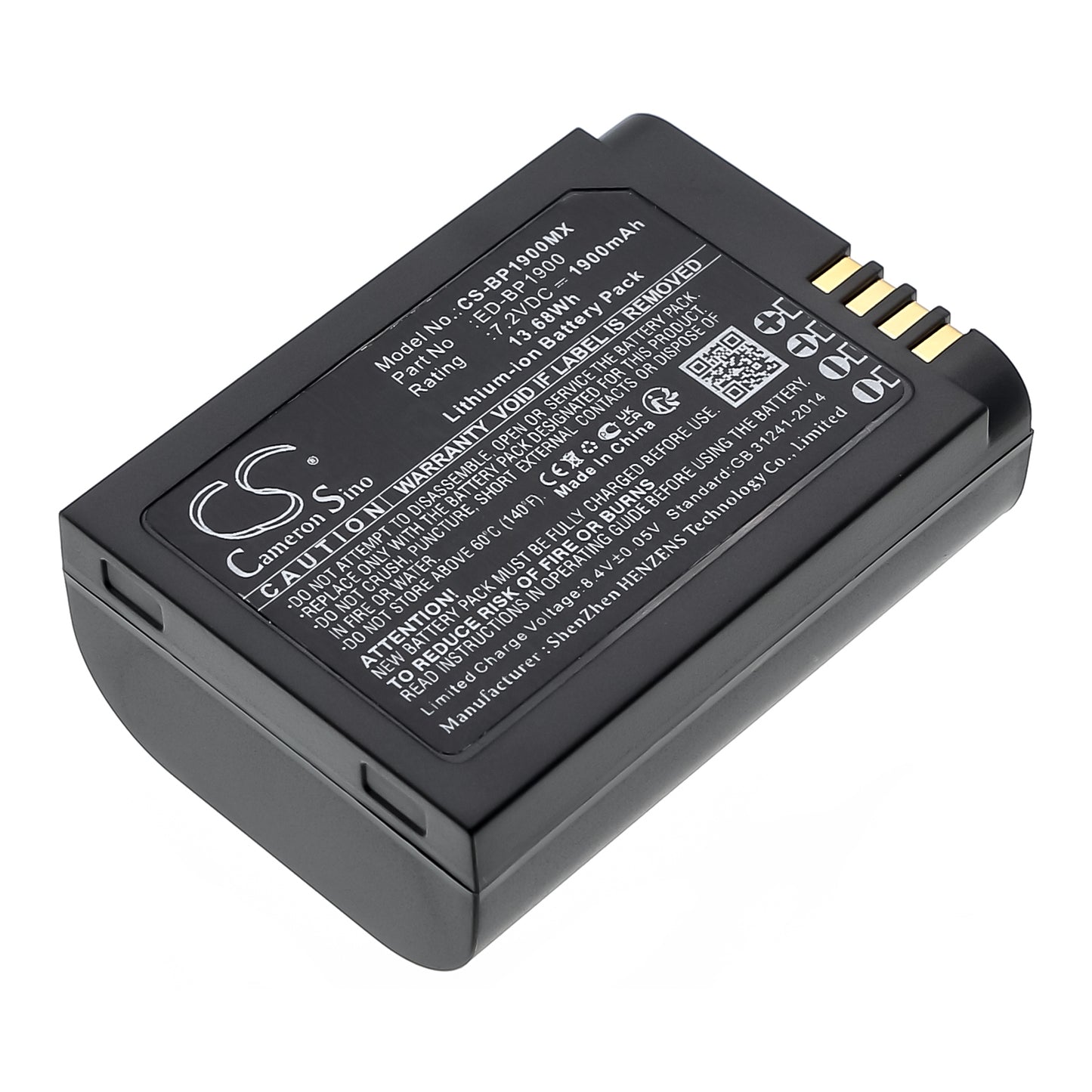 7.2V 1900mAh/13.68Wh Li-ion Camera Battery for Samsung