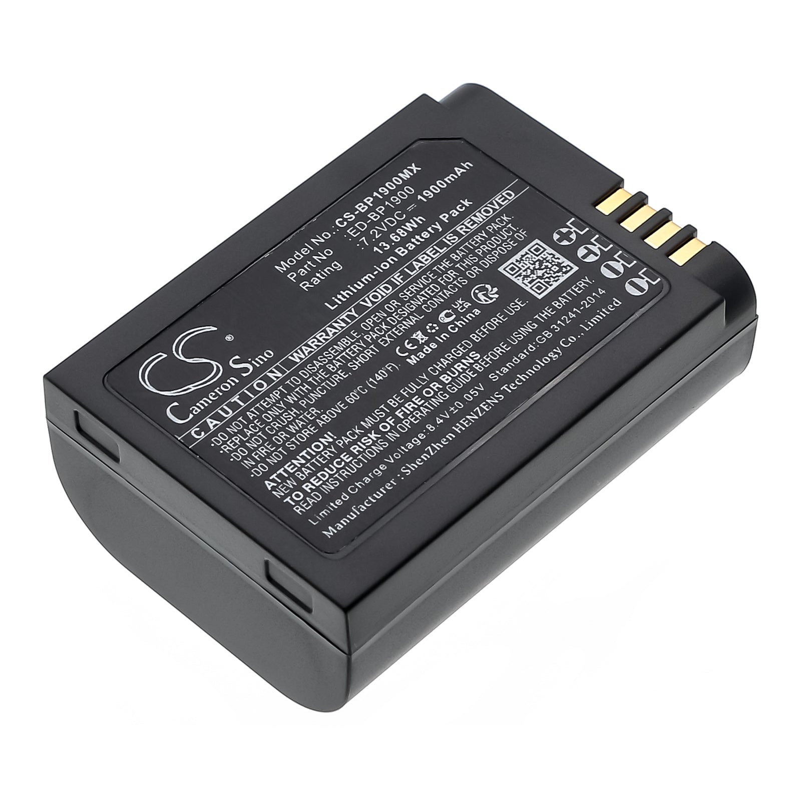 7.2V 1900mAh/13.68Wh Li-ion Camera Battery for Samsung