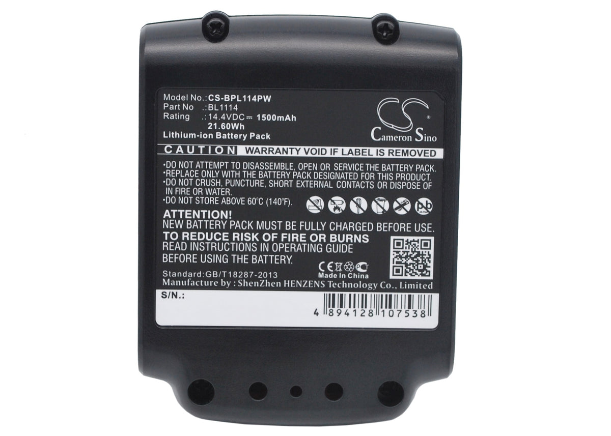 14.4V 1500mAh/21.60Wh Li-ion Power Tools Battery for Black & Decker