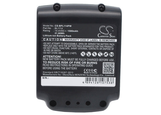 14.4V 1500mAh/21.60Wh Li-ion Power Tools Battery for Black & Decker