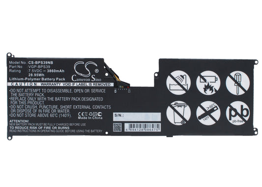 7.5V 3860mAh/28.95Wh Li-Polymer Notebook/Laptop Battery for Sony