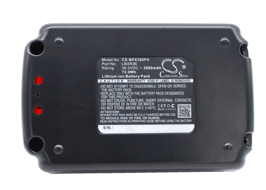 36.0VV 2000mAh/72.00Wh Li-ion Power Tools Battery for Black & Decker
