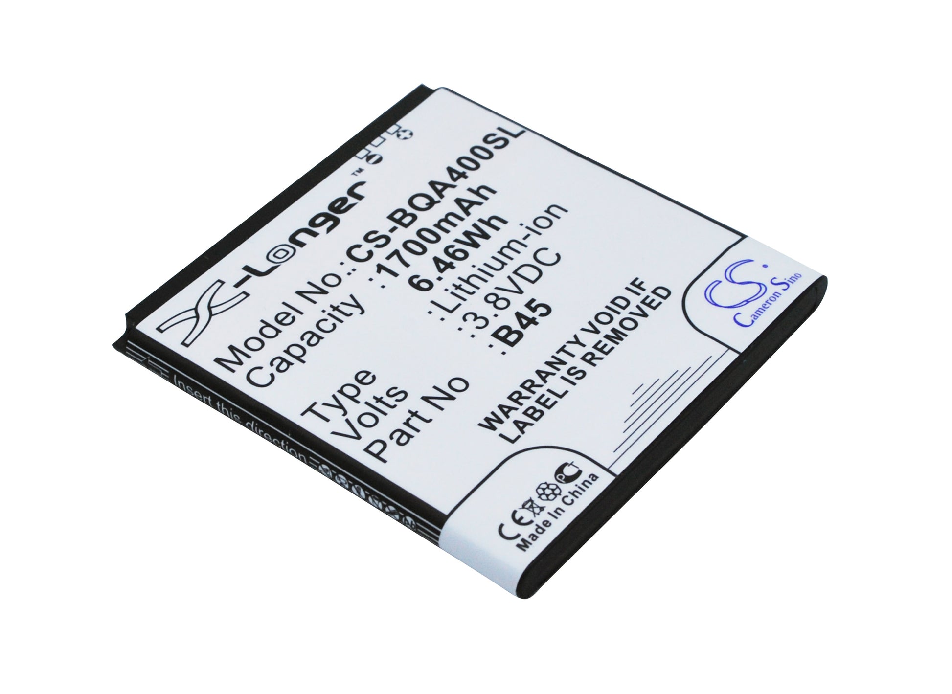 3.8V 1700mAh/6.46Wh Li-Polymer Mobile/SmartPhone Battery for BQ