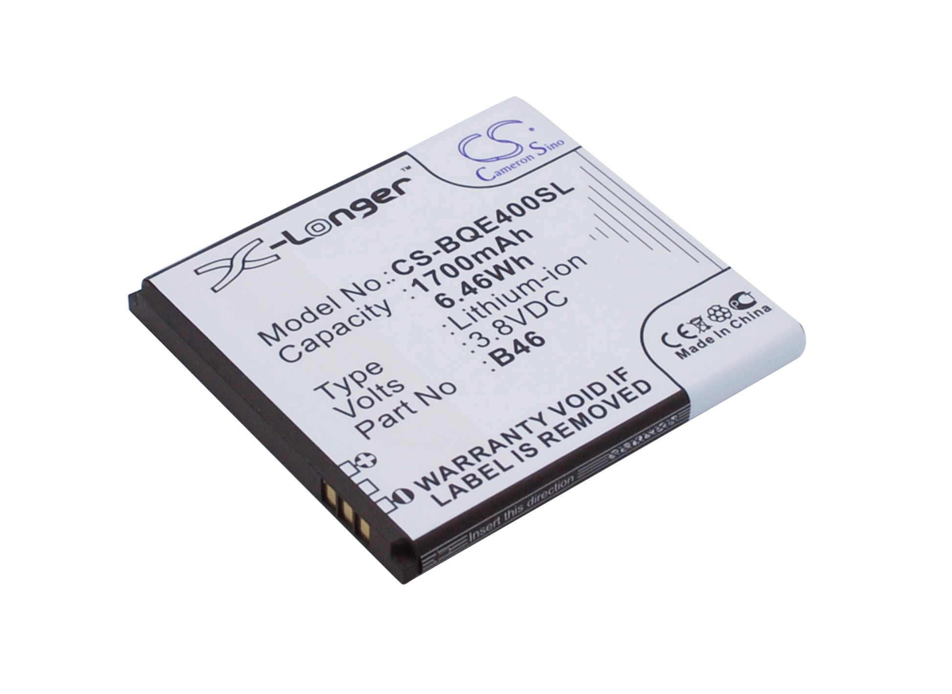 3.8V 1700mAh/6.46Wh Li-Polymer Mobile/SmartPhone Battery for BQ