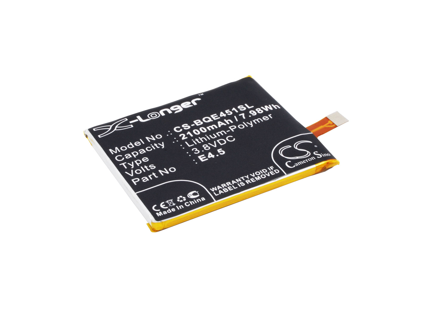 3.8V 2100mAh/7.98Wh Li-Polymer Mobile/SmartPhone Battery for BQ