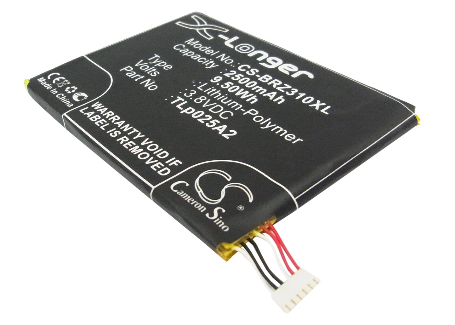 3.8V 2500mAh/9.50Wh Li-Polymer Mobile/SmartPhone Battery for Blackberry
