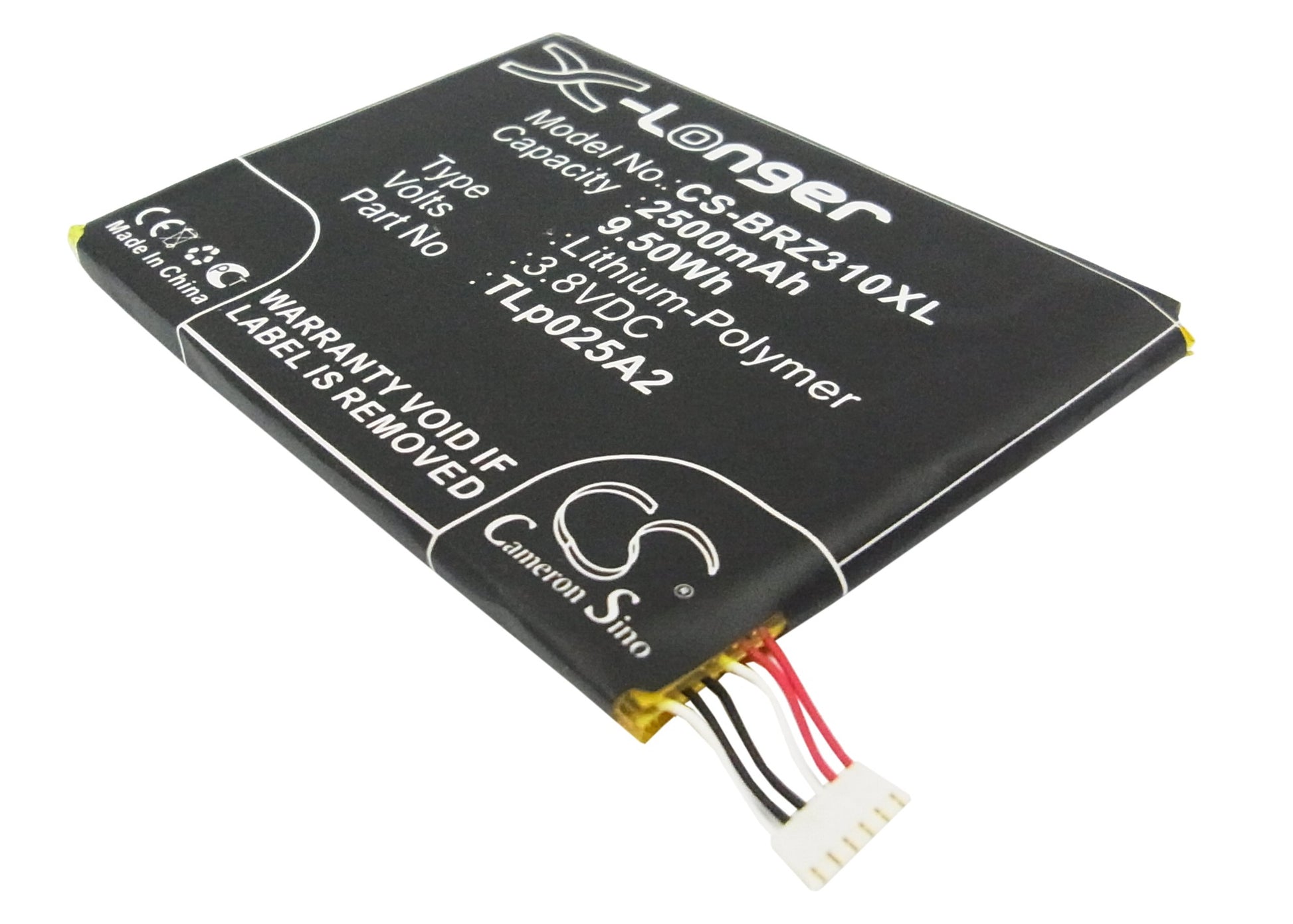 3.8V 2500mAh/9.50Wh Li-Polymer Mobile/SmartPhone Battery for Blackberry