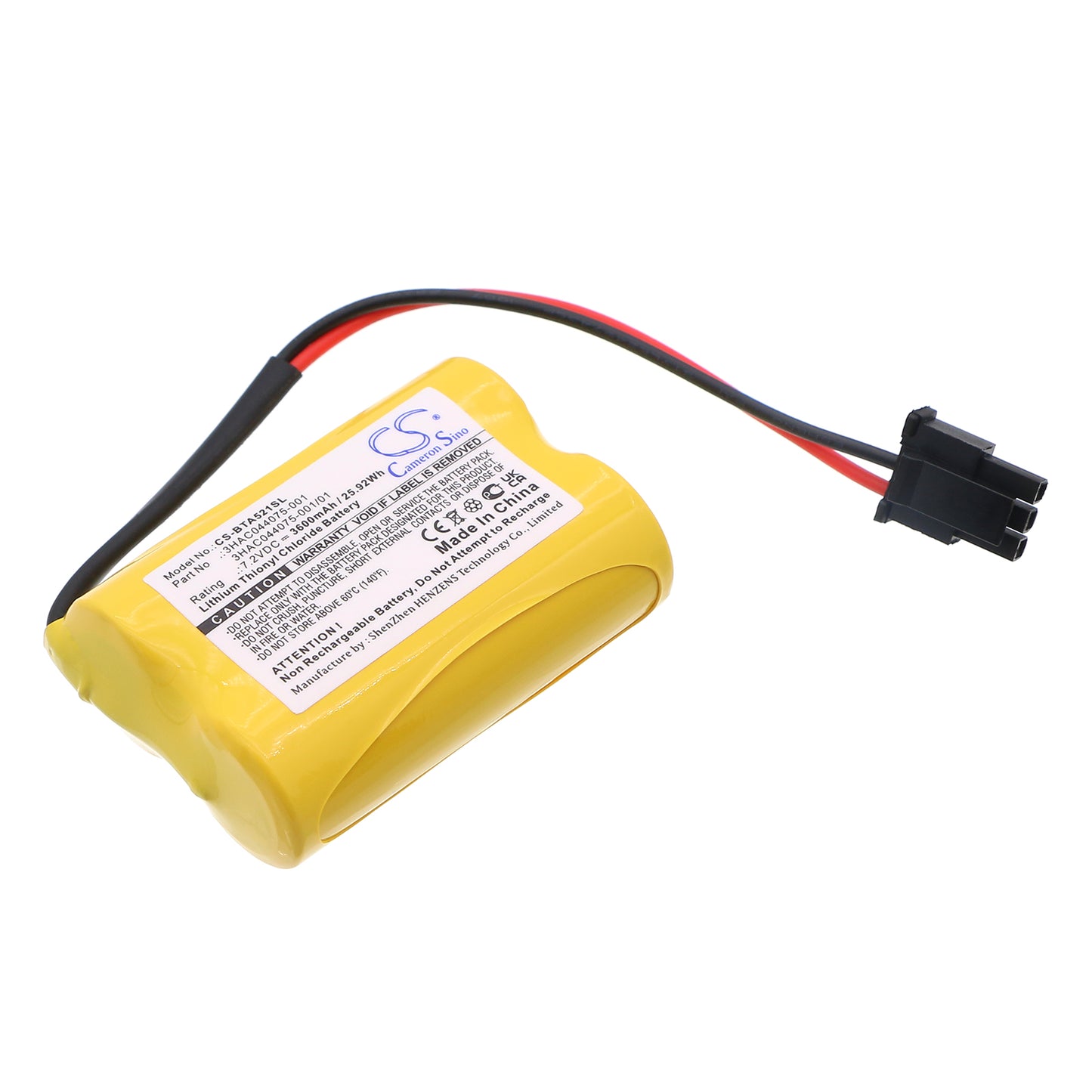 CS-BTA521SL Replacement Battery – Compatible with 3HAB 9999-1, 3HAB2038-1, 3HAC044075-001, 3HAC044168-001, 3HAC16831-1, 4944 026-4, IRB 140, IRB 1410, IRB 1520ID, IRB 1600, IRB 1660ID, IRB 2400, IRB 260, IRB 2600, IRB 36, IRB 4400, IRB 460, IRB 4600, IRB 660, IRB 6620, IRB 6640, IRB 6650S, IRB 6660-100/3.3, IRB 6660-130/3.1, IRB 6660-205/1.9, IRB 6700, IRB 760, IRB 7600, IRB 8700, IRC5 Flexpendant 3HAC028357-00, IRC5 Flexpendant Robot Teach P, Robot IRC5 Teach Pendants, robots SMB, S3, S3 Robot