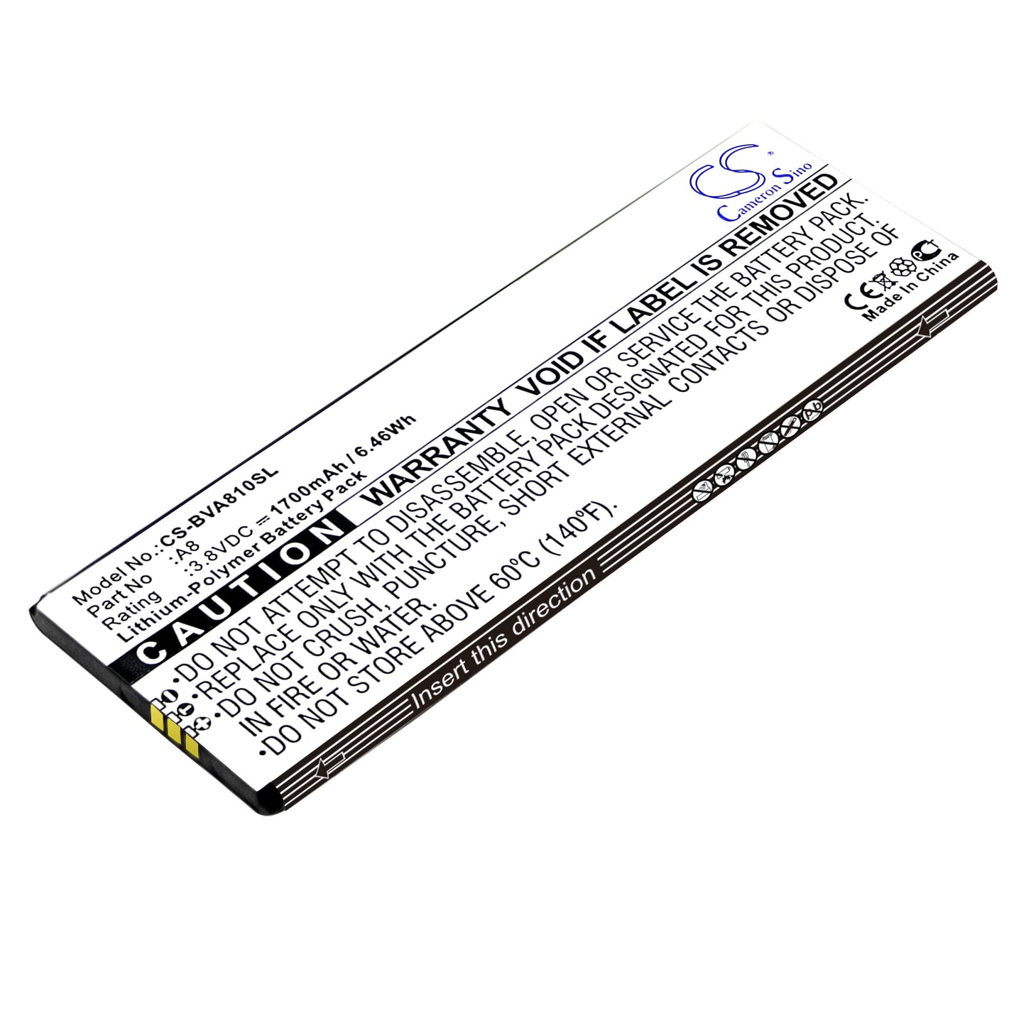 3.8V 1700mAh/6.46Wh Li-Polymer Mobile/SmartPhone Battery for Blackview