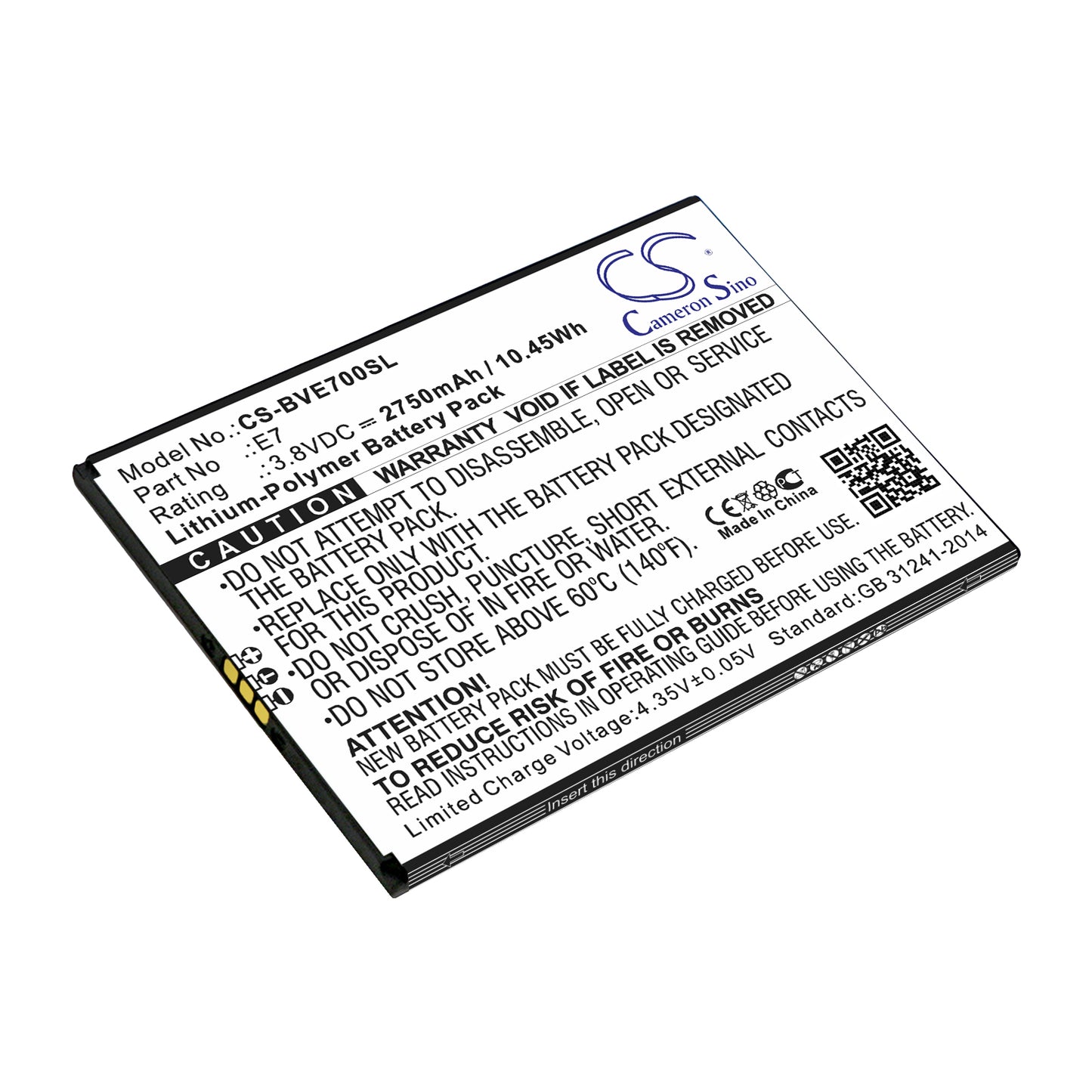 3.8V 2750mAh/10.45Wh Li-Polymer Mobile/SmartPhone Battery for Blackview