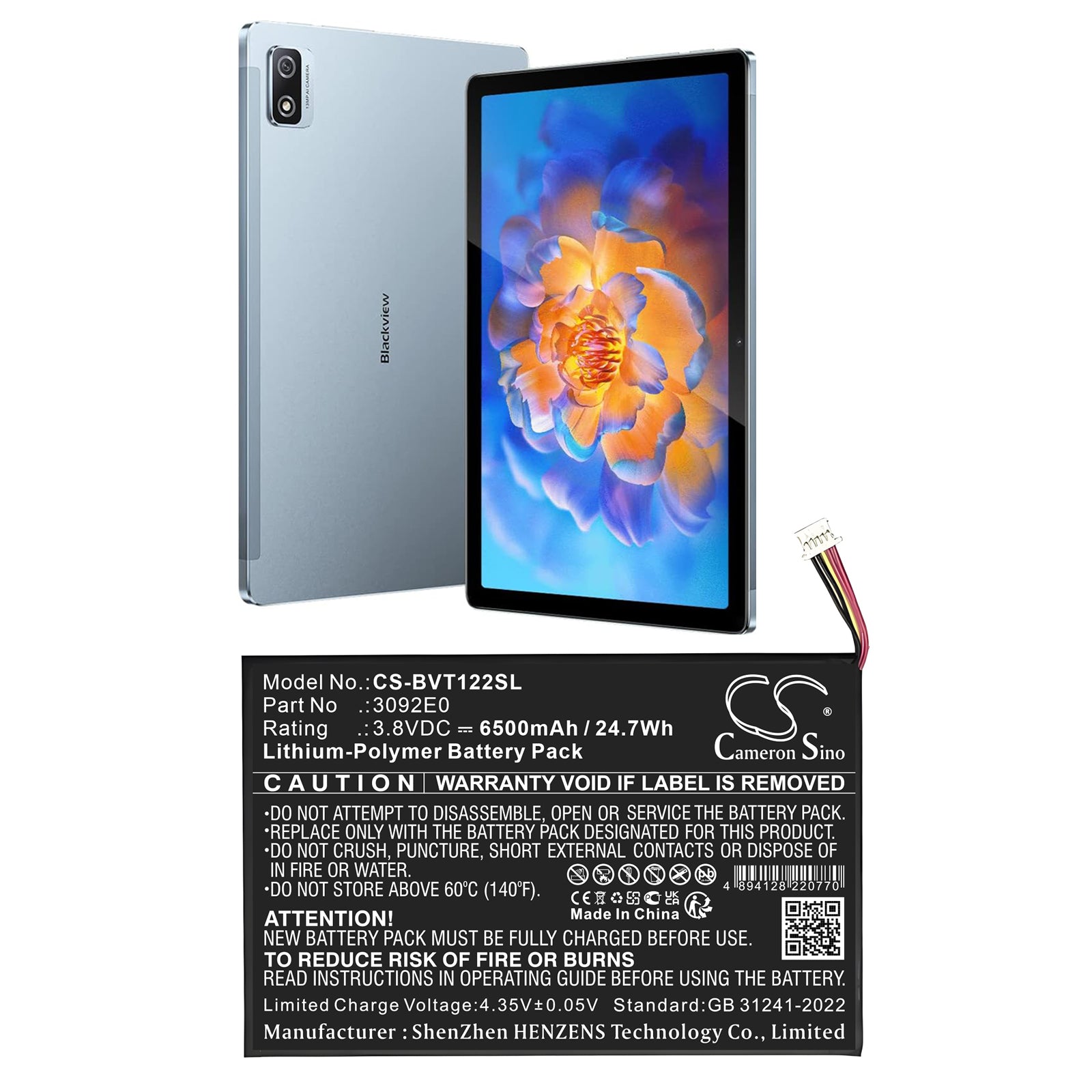 CS-BVT122SL Replacement Battery – Compatible with Tab 12 Pro