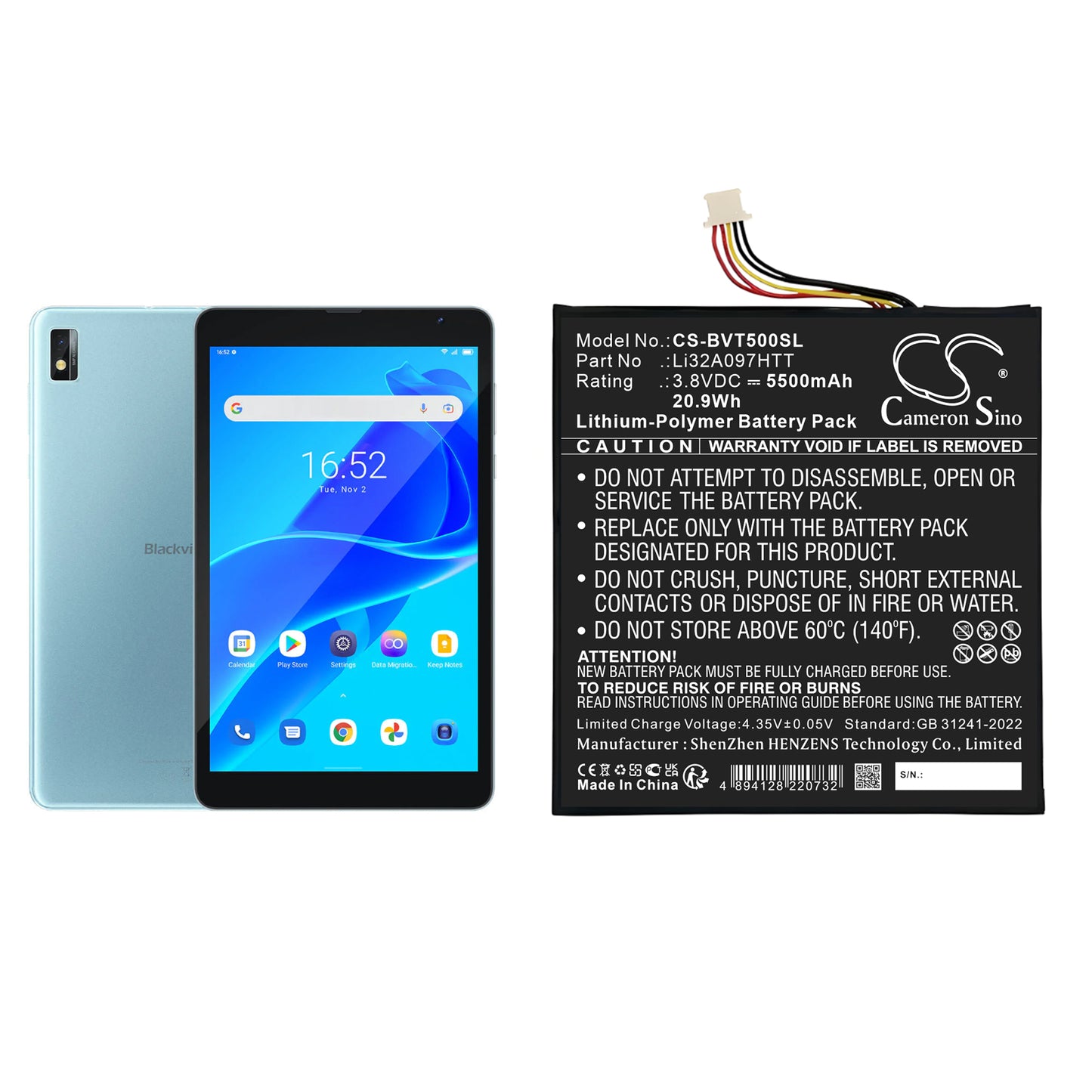 CS-BVT500SL Replacement Battery – Compatible with 3210099, Tab 5, Tab 6