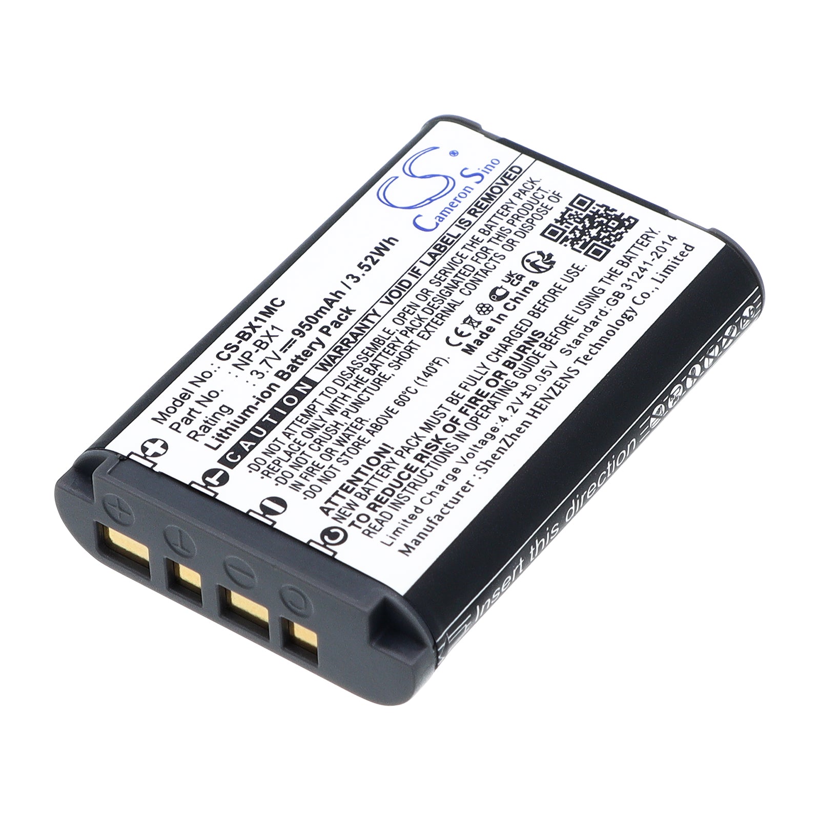3.7V 950mAh/3.52Wh Li-ion Camera Battery for Sony