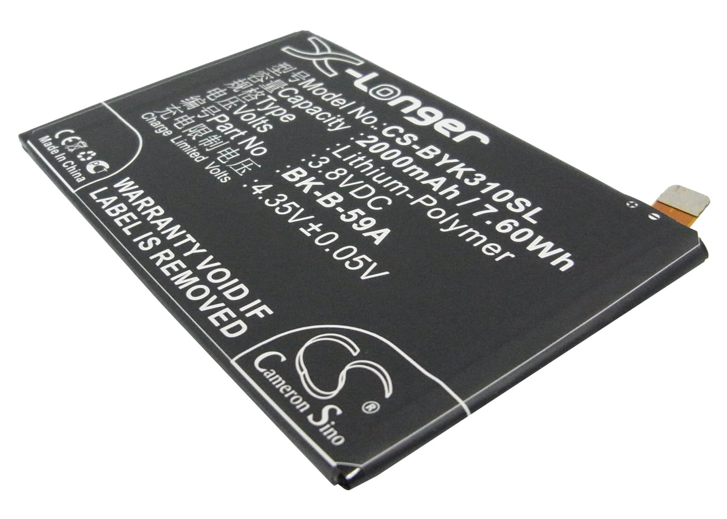 3.8V 2000mAh/7.60Wh Li-Polymer Mobile/SmartPhone Battery for BBK