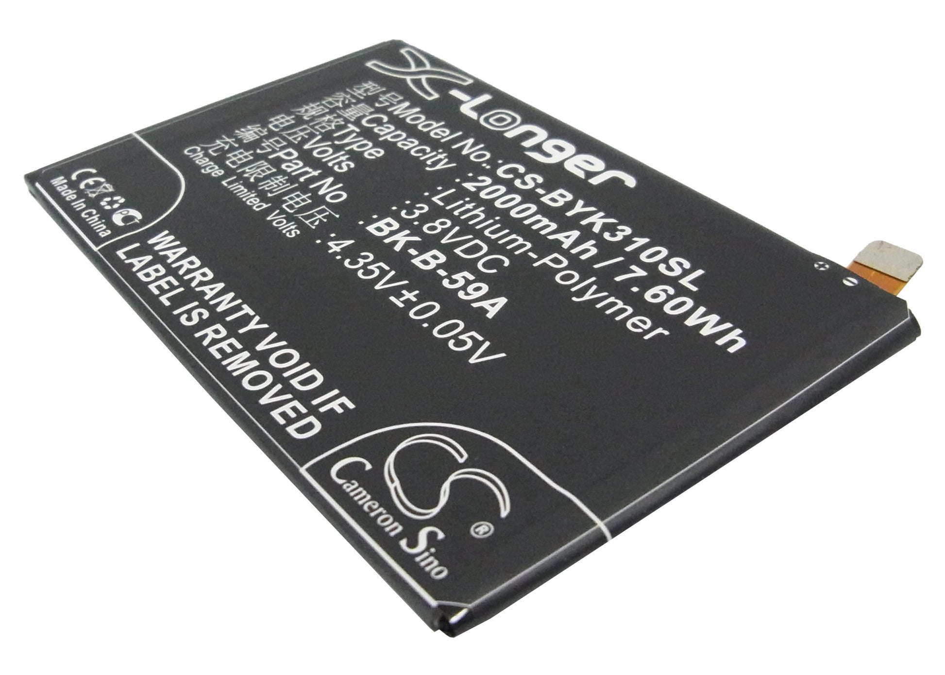 3.8V 2000mAh/7.60Wh Li-Polymer Mobile/SmartPhone Battery for BBK