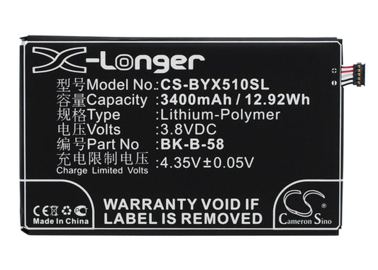 3.8V 3400mAh/12.92Wh Li-Polymer Mobile/SmartPhone Battery for BBK