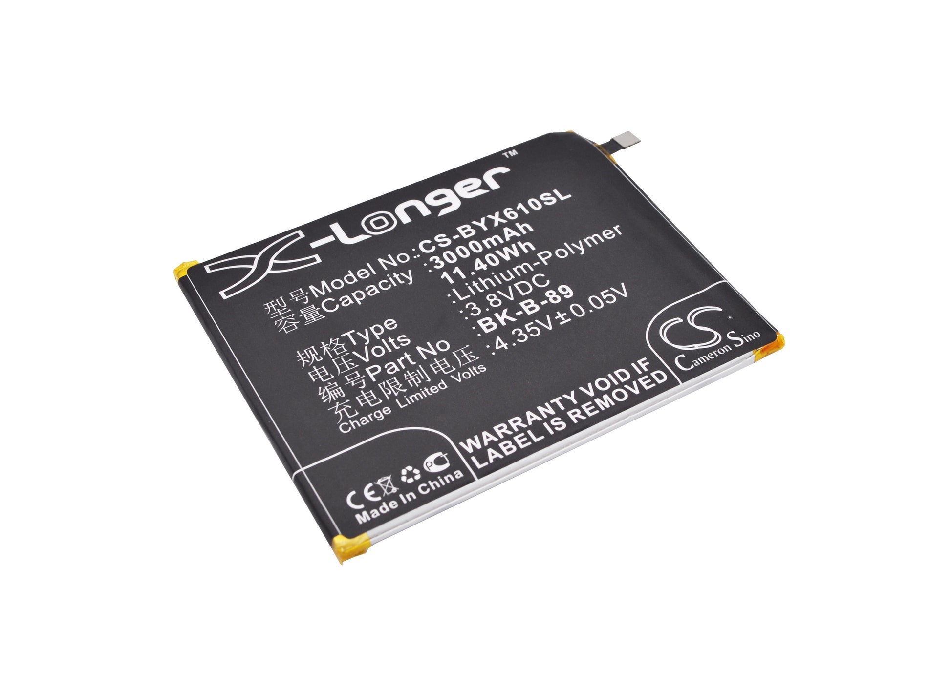 3.8V 3000mAh/11.40Wh Li-Polymer Mobile/SmartPhone Battery for BBK