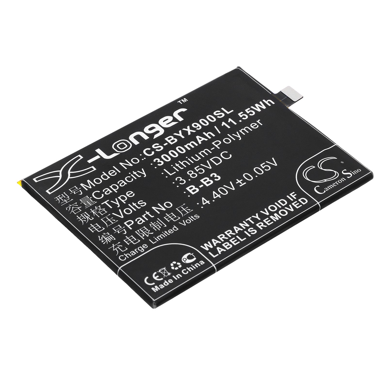 3.85V 3000mAh/11.55Wh Li-Polymer Mobile/SmartPhone Battery for BBK