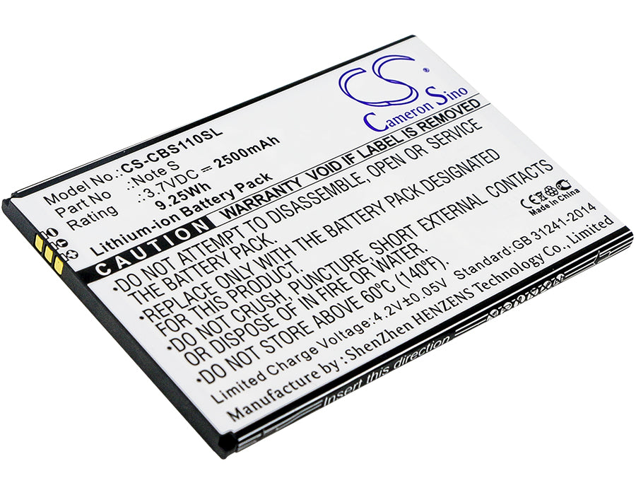 3.7V 2500mAh/9.25Wh Li-ion Mobile/SmartPhone Battery for Cubot