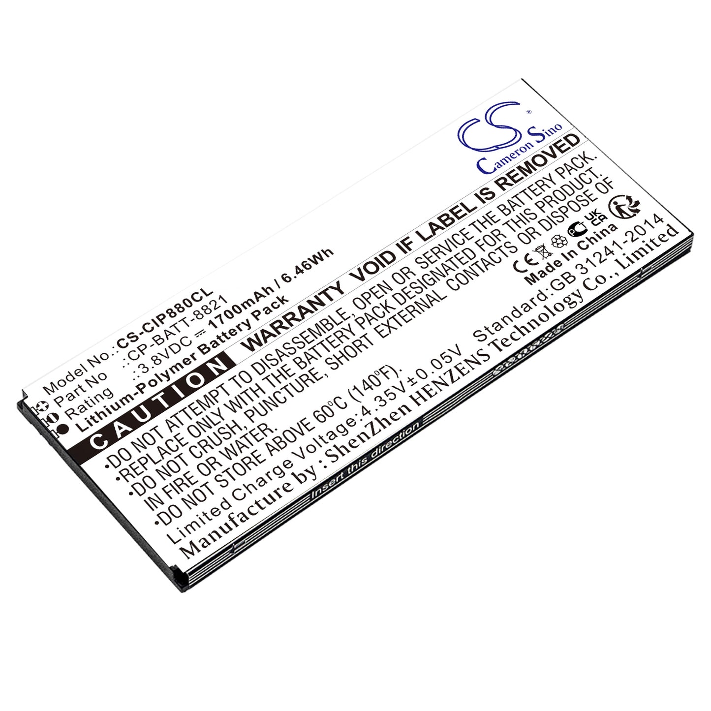 3.8V 1700mAh/6.46Wh Li-Polymer Cordless Phone Battery for Cisco