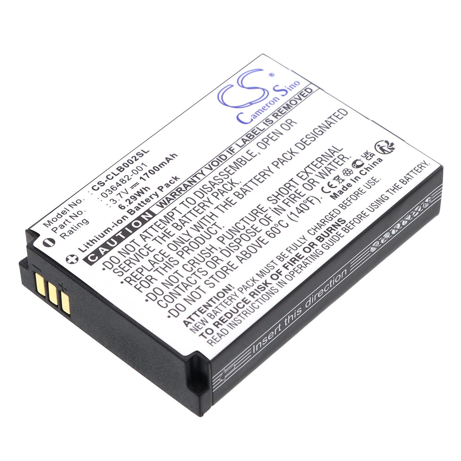 3.7V 1700mAh/6.29Wh Li-ion Thermal Electric Battery for Columbia