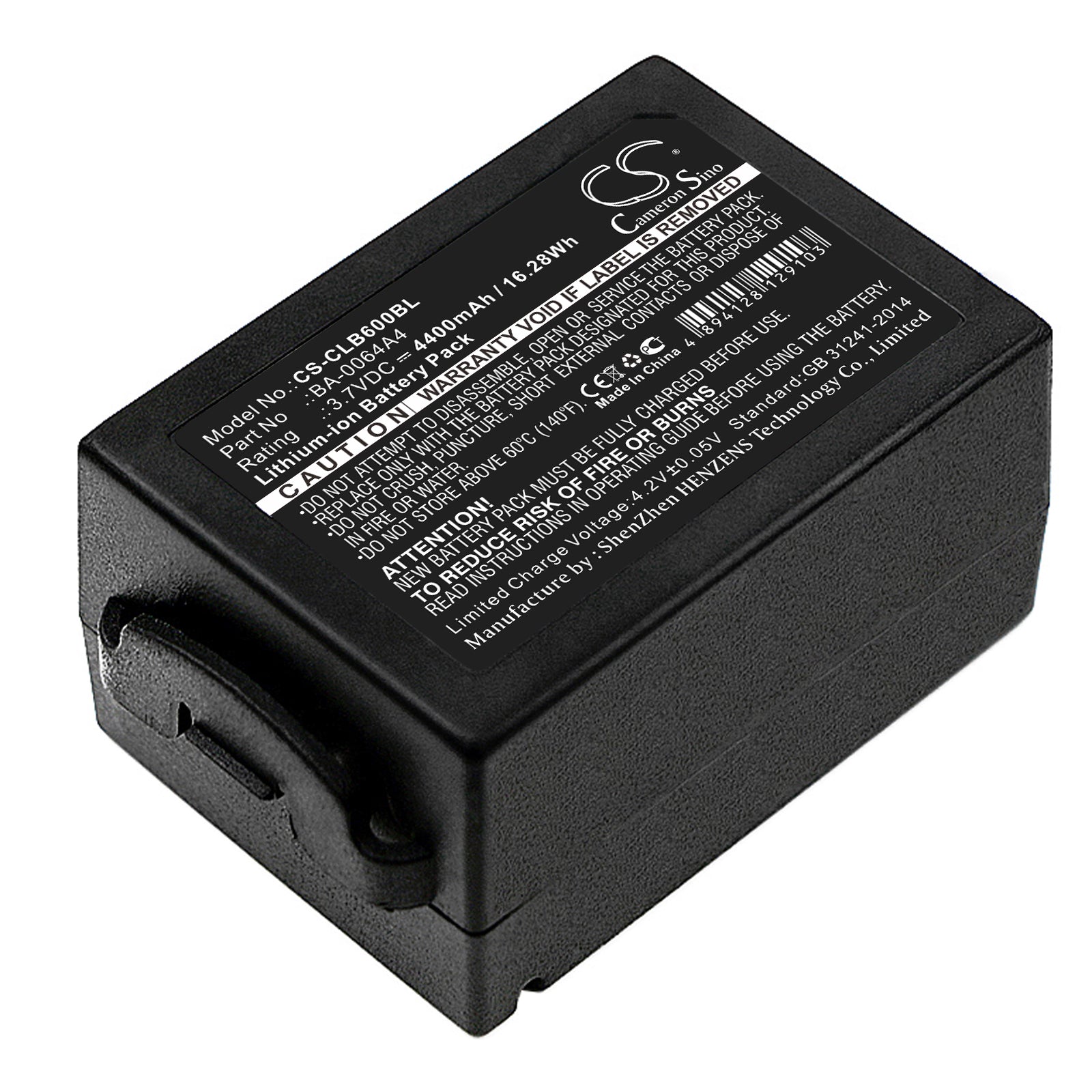 3.7V 4400mAh/16.28Wh Li-ion Barcode/Scanner Battery for CipherLAB
