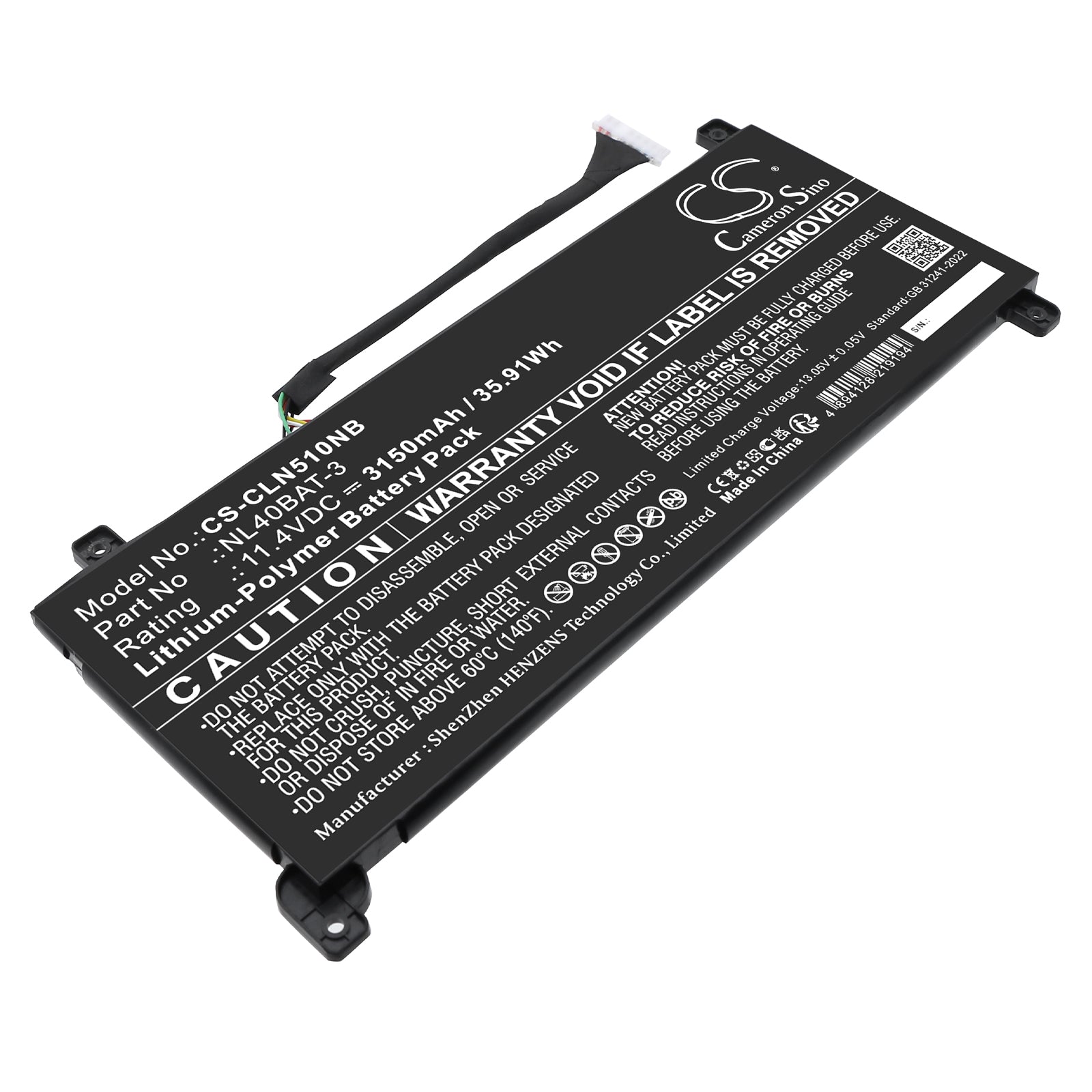 CS-CLN510NB Replacement Battery – Compatible with NL40MU, NL40PU, NL41MU, NL41PU, NL42MU, NL50MU, NL50NU, NL50PU, NL50RU, NL51LU, NL51MU, NL51NU, NL51PU, NL51RU, NL52LU, NL52MU, NL55PU