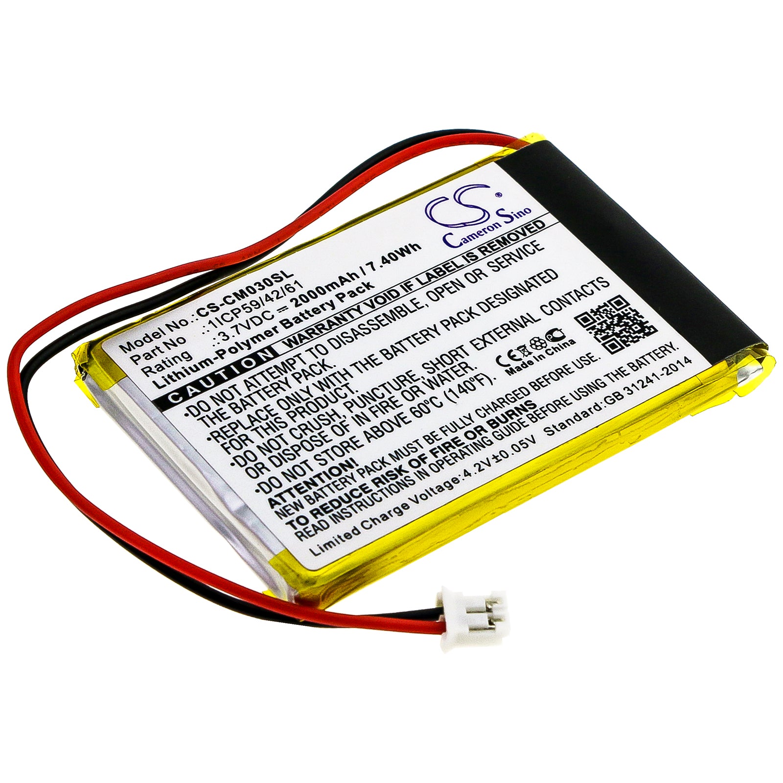 CS-CM030SL Replacement Battery – Li-Polymer 3.7 2000mAh / 7.40Wh