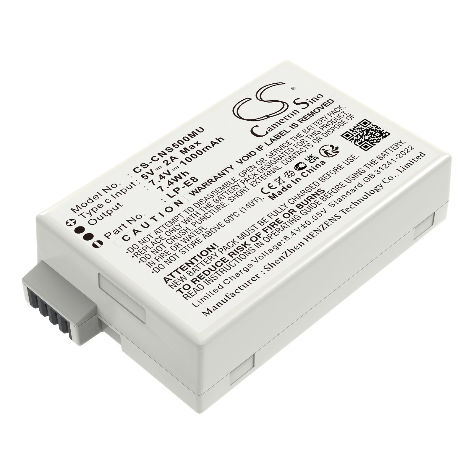 CS-CNS500MU Replacement Battery – Compatible with EF-S, EOS 550D, EOS 600D, EOS 650D, EOS 700D, EOS Kiss X4, EOS Kiss X5, EOS Kiss X6i, EOS Rebel T2i, EOS Rebel T3i, EOS Rebel T4i, EOS Rebel T5i, Rebel T2i