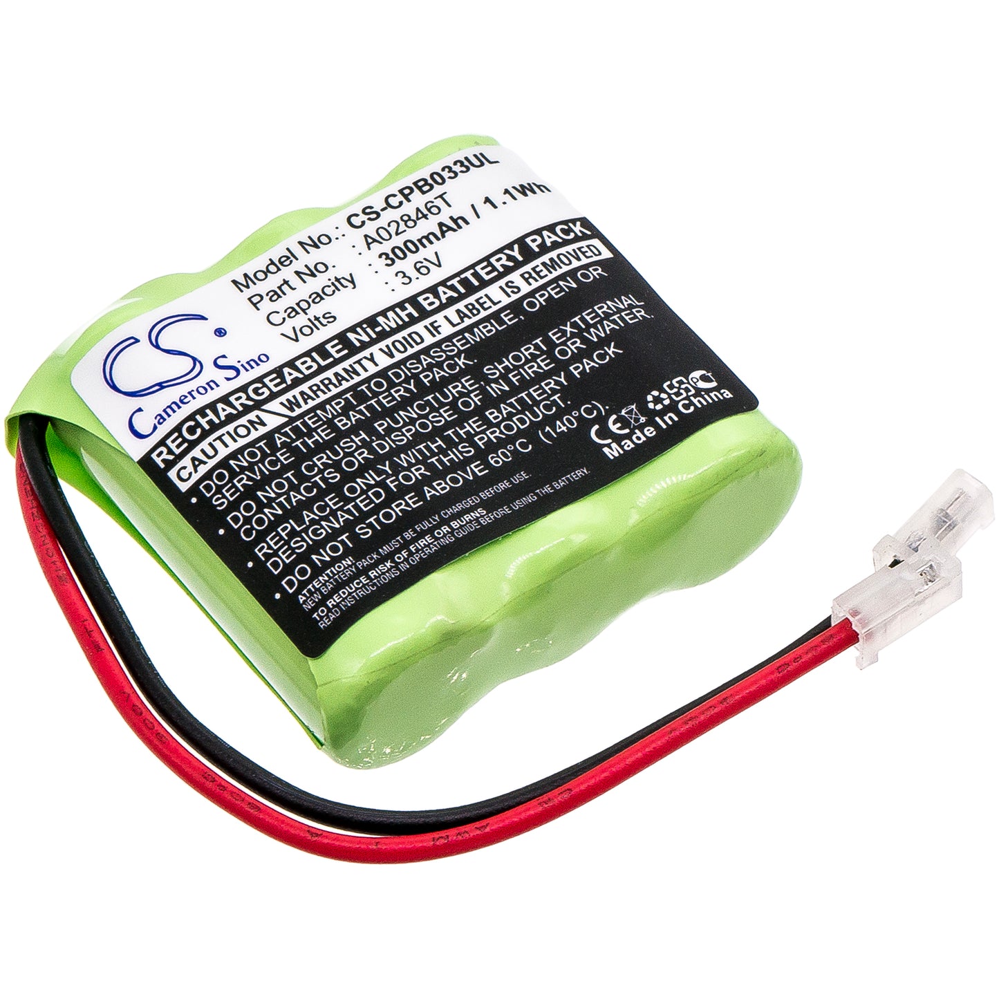 3.6V 300mAh/1.08Wh Ni-MH Cordless Phone Battery for Universal