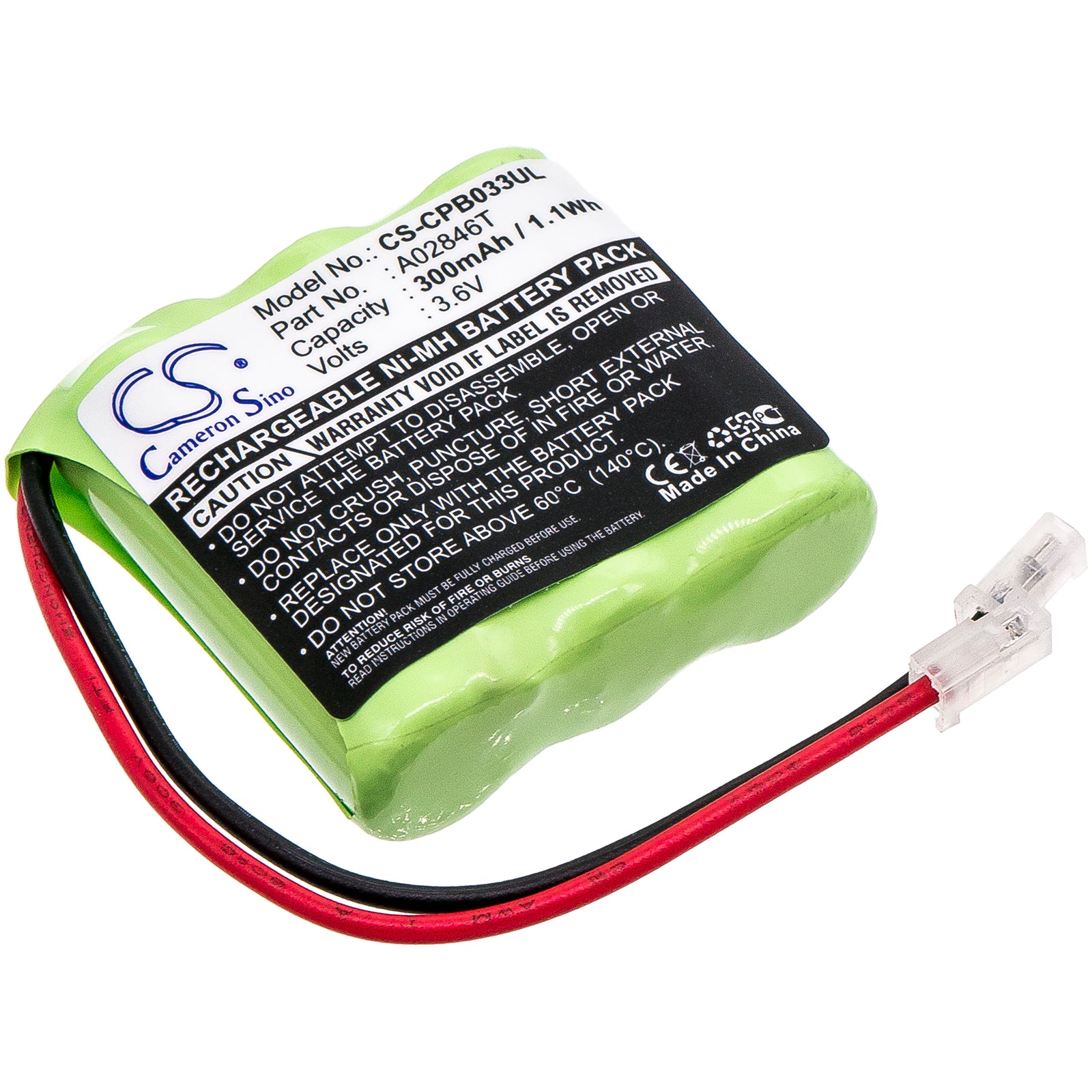 3.6V 300mAh/1.08Wh Ni-MH Cordless Phone Battery for Universal