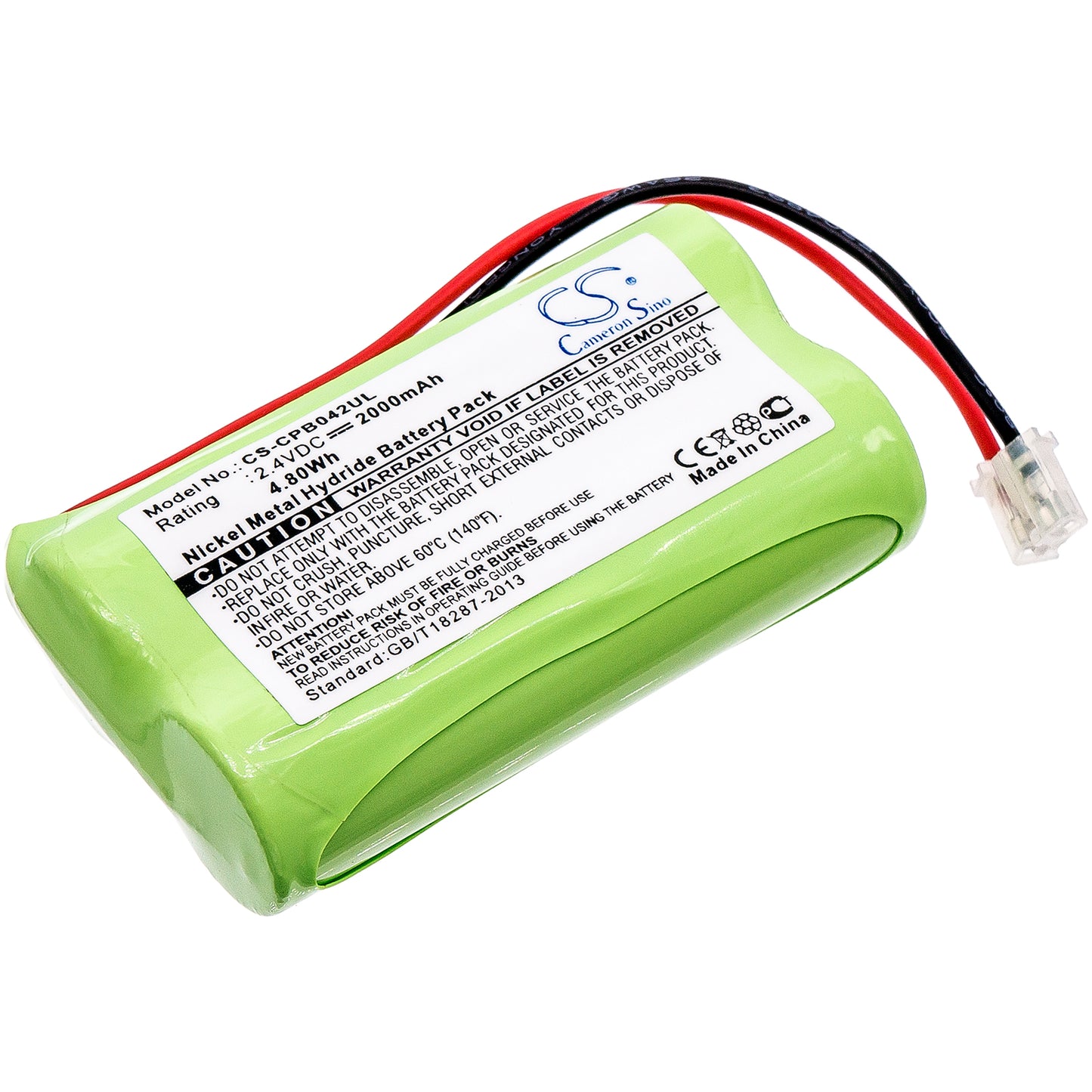 2.4V 2000mAh/4.80Wh Ni-MH Cordless Phone Battery for Universel
