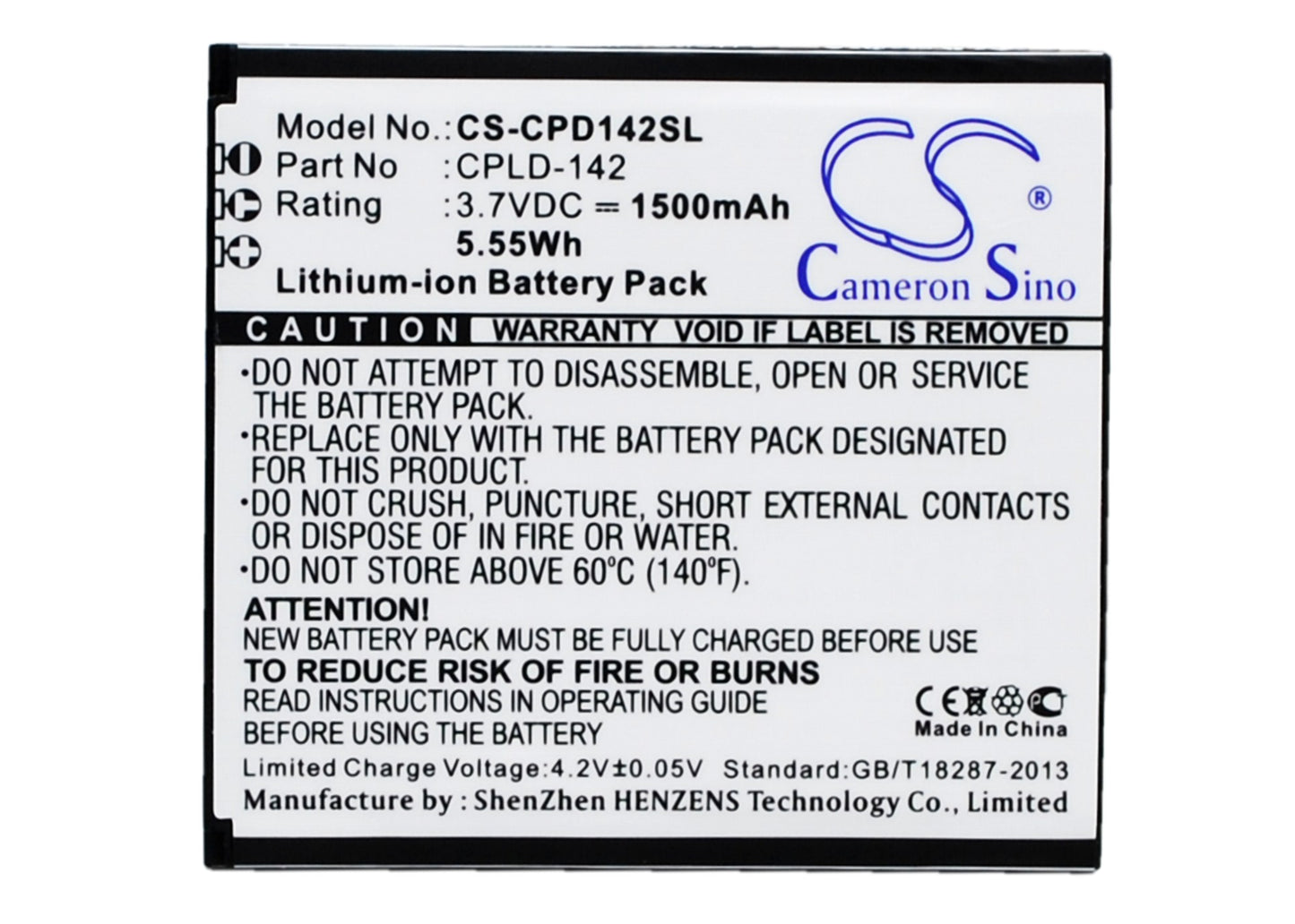 3.7V 1500mAh/5.55Wh Li-ion Mobile/SmartPhone Battery for Coolpad