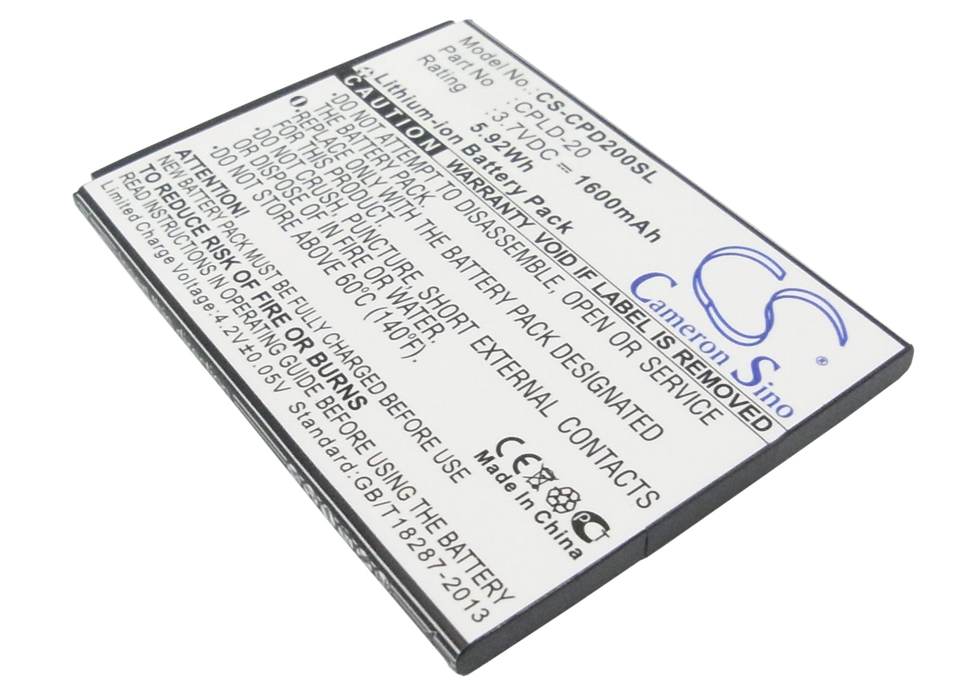 3.7V 1600mAh/5.92Wh Li-ion Mobile/SmartPhone Battery for Coolpad