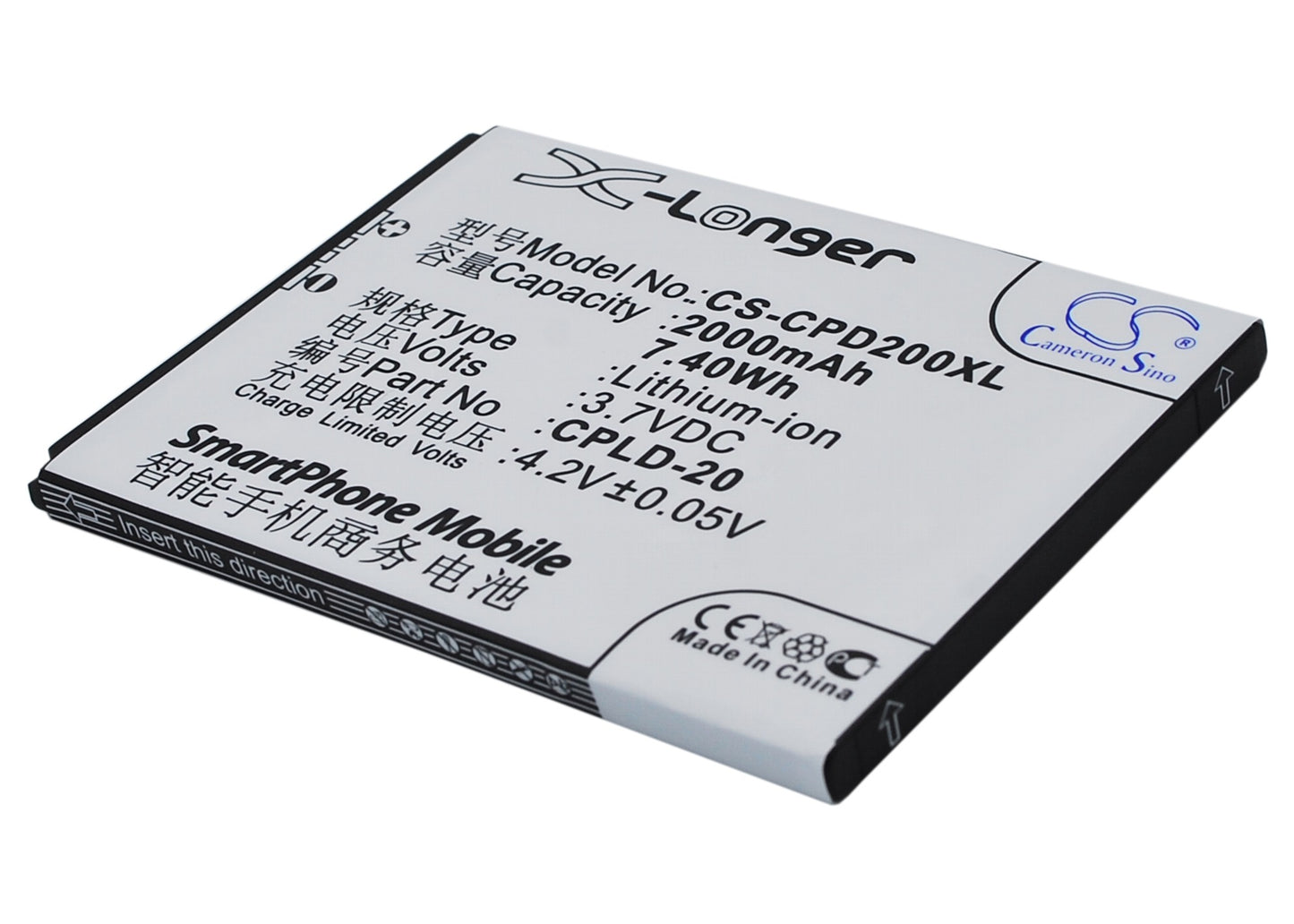 3.7V 2000mAh/7.40Wh Li-ion Mobile/SmartPhone Battery for Coolpad