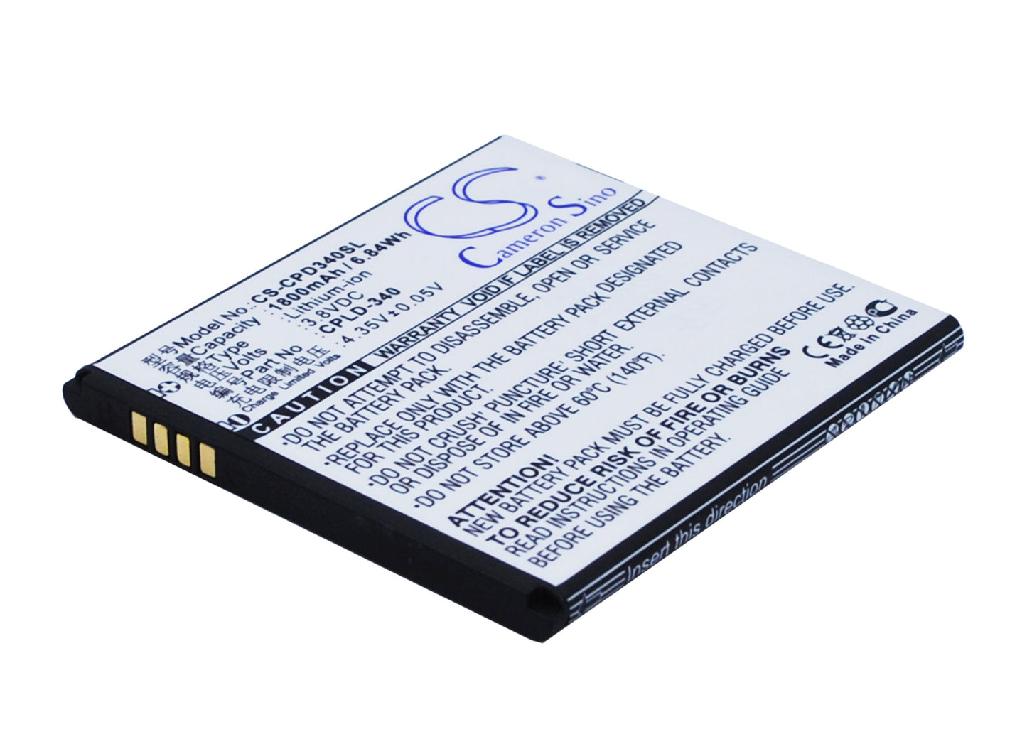 3.8V 1800mAh/6.84Wh Li-ion Mobile/SmartPhone Battery for Coolpad