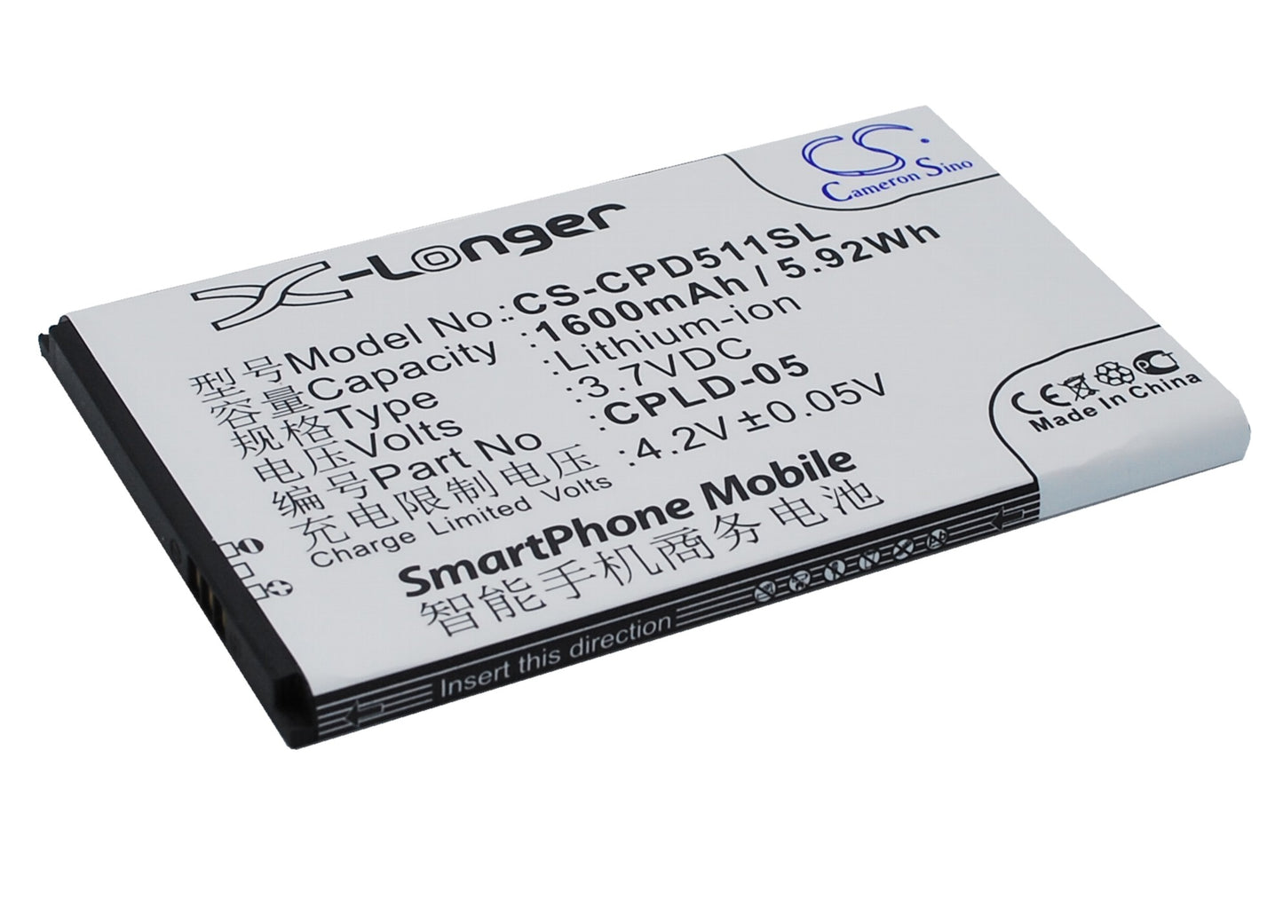 3.7V 1600mAh/5.92Wh Li-ion Mobile/SmartPhone Battery for Coolpad