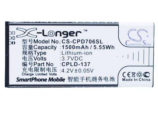 3.7V 1500mAh/5.55Wh Li-ion Mobile/SmartPhone Battery for Coolpad