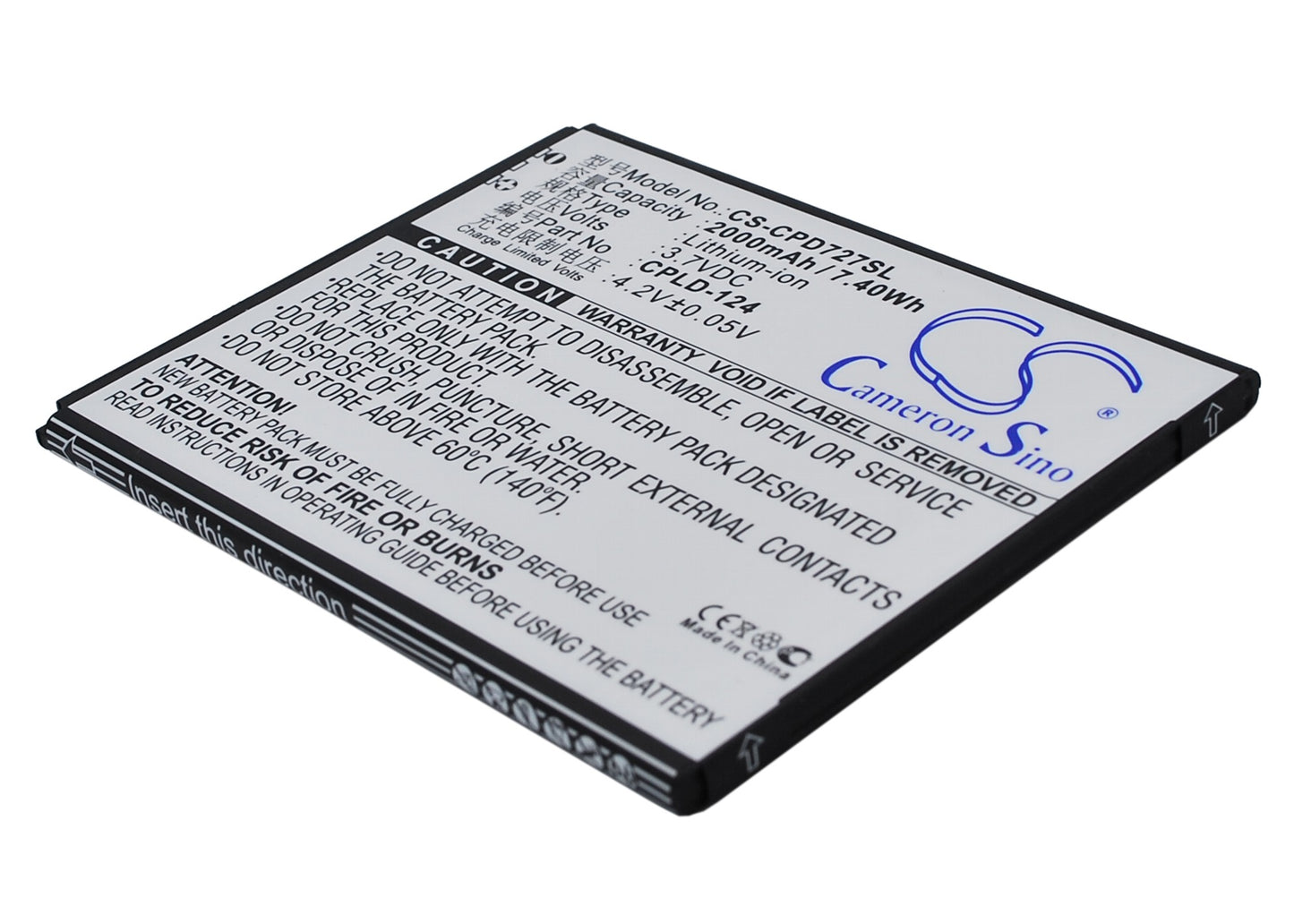 3.7V 2000mAh/7.40Wh Li-ion Mobile/SmartPhone Battery for Coolpad