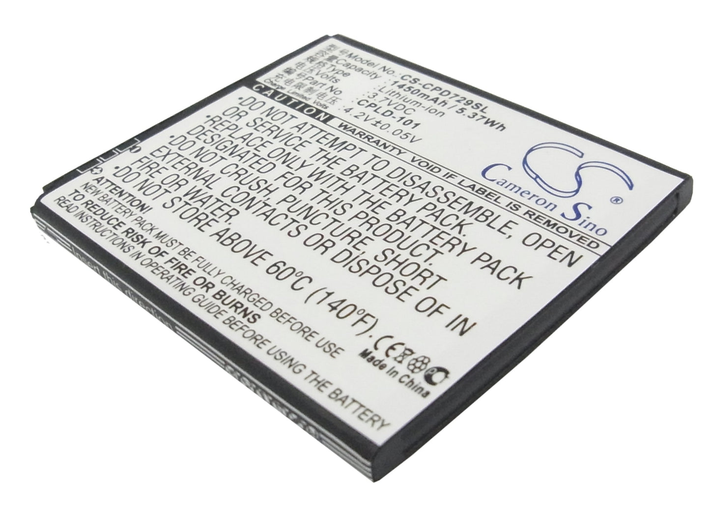 3.7V 1450mAh/5.37Wh Li-ion Mobile/SmartPhone Battery for Coolpad