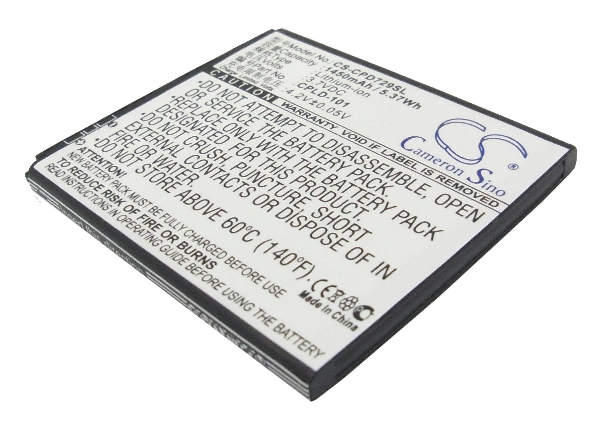 3.7V 1450mAh/5.37Wh Li-ion Mobile/SmartPhone Battery for Coolpad
