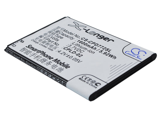 3.7V 1600mAh/5.92Wh Li-ion Mobile/SmartPhone Battery for Coolpad
