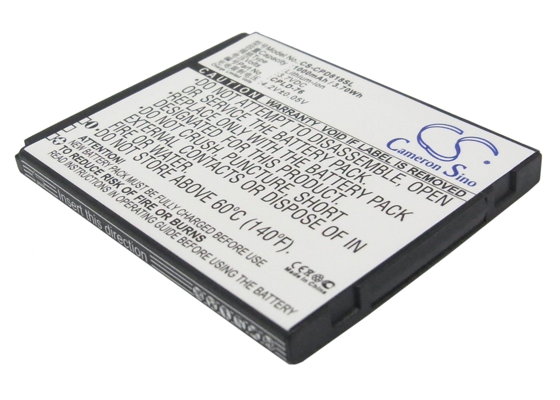 3.7V 1000mAh/3.70Wh Li-ion Mobile/SmartPhone Battery for Coolpad