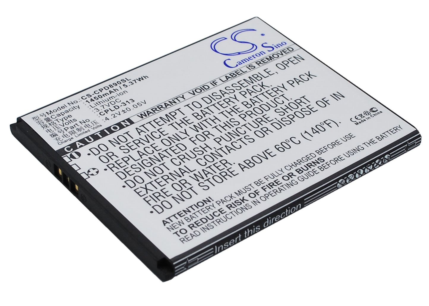 3.7V 1450mAh/5.37Wh Li-ion Mobile/SmartPhone Battery for Coolpad