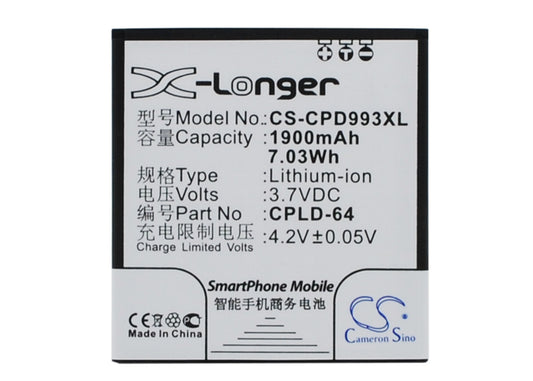 3.7V 1900mAh/7.03Wh Li-ion Mobile/SmartPhone Battery for Coolpad